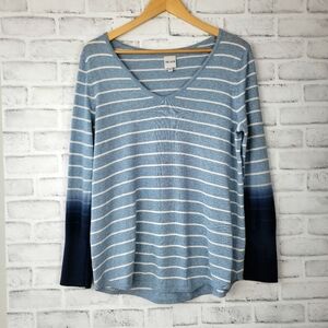 Nic+Zoe Striped Knit Sweater SZ L